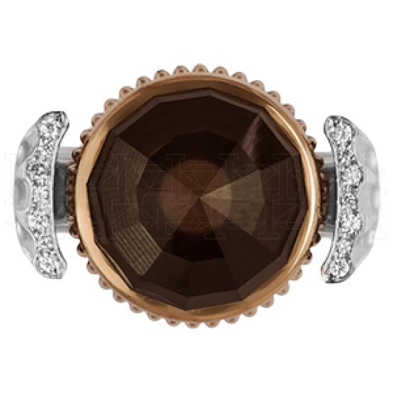 Фото - Кольцо из цветного золота с дымчатым кварцем и бриллиантами из коллекции "Талисман" R3155-3826 (331)
