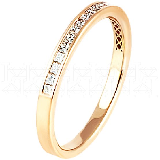 Фото - Кольцо обручальное из рыжего золота с бриллиантами из коллекции "Обручальные кольца с дорожкой" R3164-3916 (241)