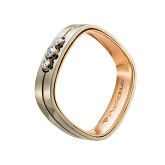 Кольцо квадратное из бело-рыжего золота с бриллиантами из коллекции "Парные обручальные кольца" R4964-13134 (210)