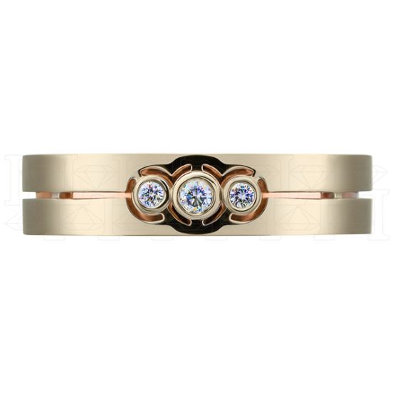 Фото - Кольцо квадратное из бело-рыжего золота с бриллиантами из коллекции "Парные обручальные кольца" R4964-13134 (210)