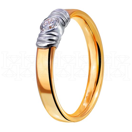 Фото - Кольцо обручальное из рыжего золота с бриллиантом из коллекции "Обручальные кольца с  одним бриллиантом" R2507-3129 (243)