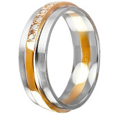 Кольцо обручальное из бело-рыжего золота с бриллиантами из коллекции "Обручальные кольца с дорожкой" R4170-4974 (241)