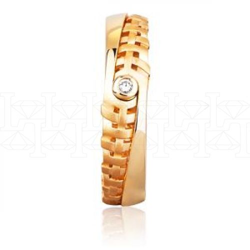 Фото - Кольцо обручальное из рыжего золота с бриллиантом из коллекции "Обручальные кольца с  одним бриллиантом" VDR.A3002 (243)