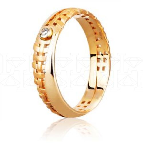 Фото - Кольцо обручальное из рыжего золота с бриллиантом из коллекции "Обручальные кольца с  одним бриллиантом" VDR.A3002 (243)