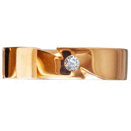 Фото - Кольцо обручальное из рыжего золота с бриллиантом из коллекции "Парные обручальные кольца" R4001-4749 (210)