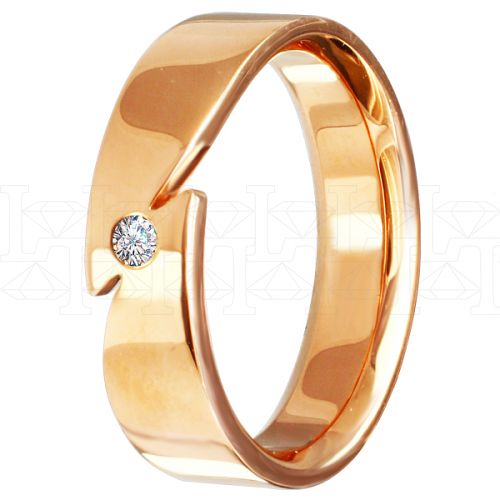 Фото - Кольцо обручальное из рыжего золота с бриллиантом из коллекции "Парные обручальные кольца" R4001-4749 (210)