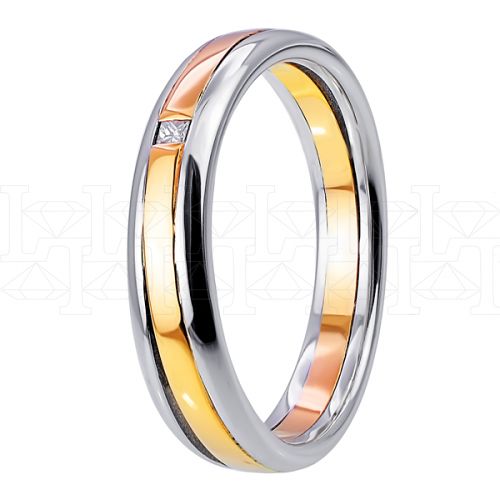Фото - Кольцо двойное из цветного золота с бриллиантом из коллекции "Двойные обручальные кольца" VDR.A2891 (242)