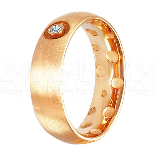 Фото - Кольцо обручальное из рыжего золота с бриллиантом из коллекции "Парные обручальные кольца" R4029-4690С (210)