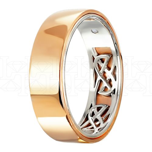 Фото - Кольцо обручальное из рыже-белого золота с бриллиантом из коллекции "Парные обручальные кольца" R4146-4879 (210)