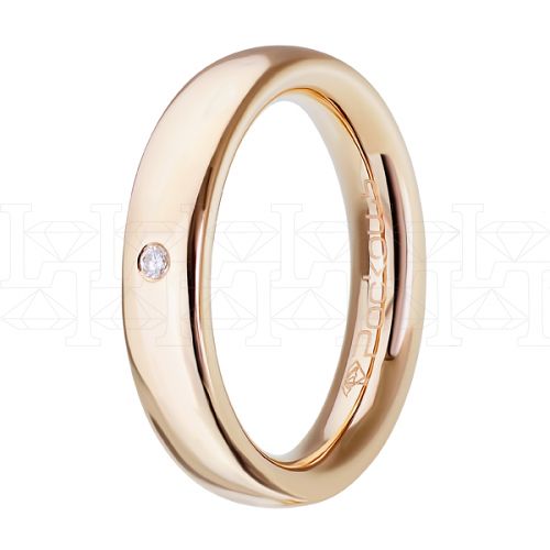 Фото - Кольцо обручальное из рыжего золота с бриллиантом из коллекции "Парные обручальные кольца" R5069-7096 (210)