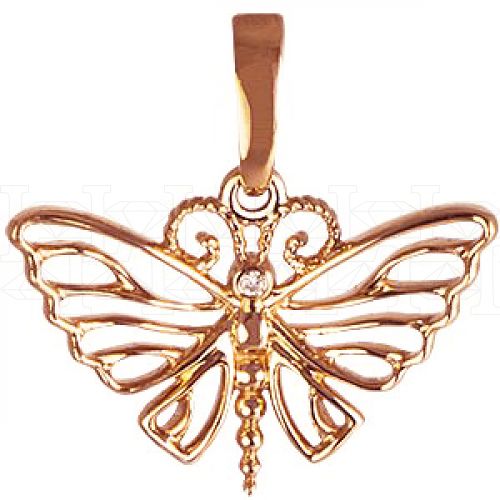 Фото - Подвеска бабочка из белого золота с бриллиантом P2998-4030 (195)