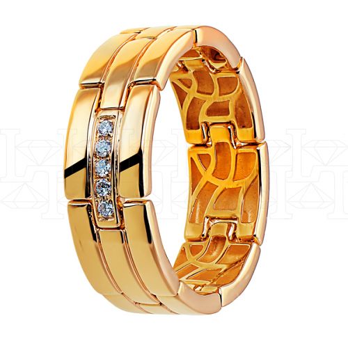 Фото - Кольцо мягкое из рыжего золота с бриллиантами R7796-10746 (783)