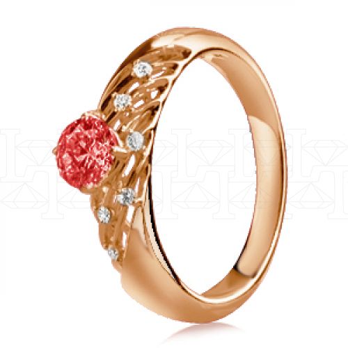 Фото - Кольцо из рыжего золота с рубином и бриллиантами R18186R (590)