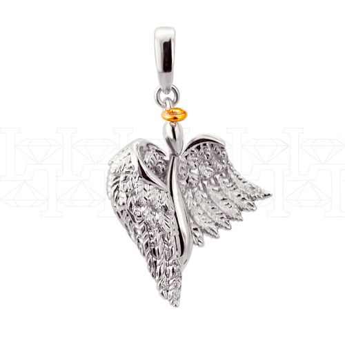 Фото - Подвеска ангел из белого золота с бриллиантами P4737-5538 (193)