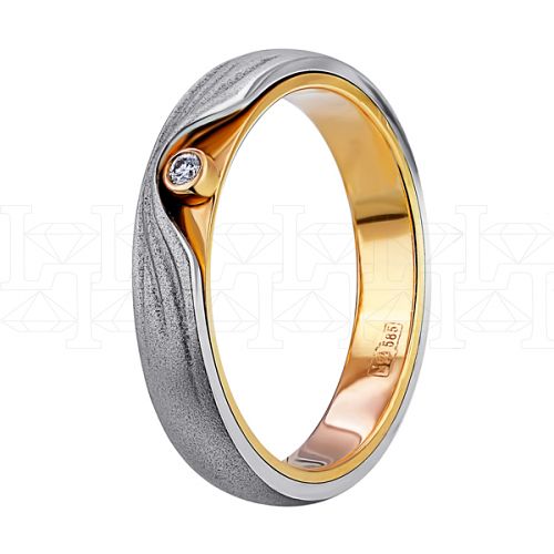 Фото - Кольцо двойное из цветного золота с бриллиантом из коллекции "Двойные обручальные кольца" VDR.A2571 (242)