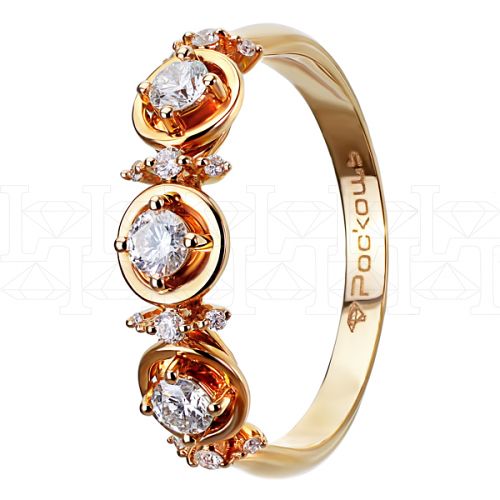Фото - Кольцо из рыжего золота с бриллиантами из коллекции "Обручальные кольца с дорожкой" R2863-8246 (241)