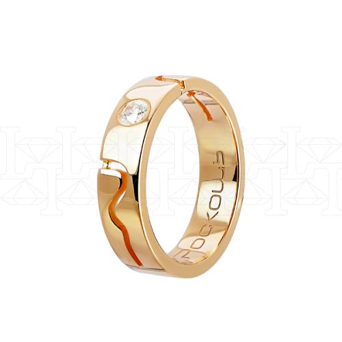 Фото - Кольцо обручальное из рыжего золота с бриллиантом из коллекции "Парные обручальные кольца" R3997-4730 (210)