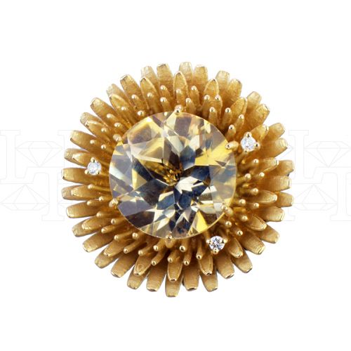 Фото - Кольцо из цветного золота с цитрином и бриллиантами из коллекции "Русское поле" R8103-11303 (715)