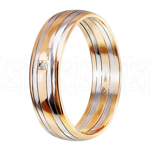 Фото - Кольцо обручальное из цветного золота с бриллиантом из коллекции "Парные обручальные кольца" R4157-5133 (210)