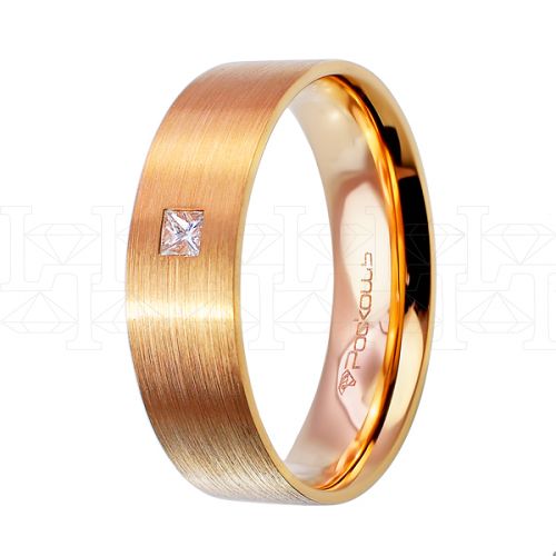 Фото - Кольцо из рыжего золота с бриллиантом из коллекции "Обручальные кольца с  одним бриллиантом" R7399-10190 (243)