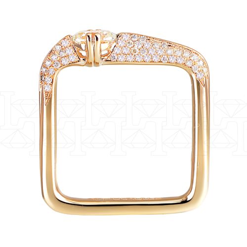 Фото - Кольцо квадратное из рыжего золота с бриллиантами из коллекции "Помолвка" R5381-6810 (513)