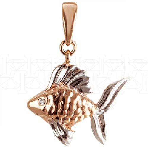 Фото - Подвеска рыбка из белого золота с бриллиантами P2309-3741 (194)