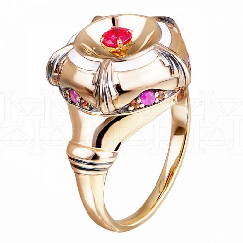 Фото - Кольцо из рыжего золота с рубином из коллекции "Ольга" R3661-4434 (772)