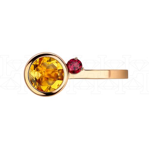 Фото - Кольцо из рыжего золота с цитрином из коллекции "Серпантин" R8514-12118 (811)
