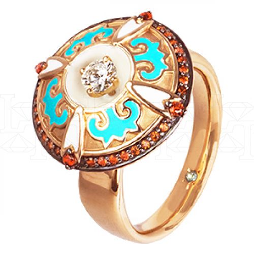 Фото - Кольцо из рыжего золота с бриллиантом из коллекции "Ольга" R3445-4200 (772)