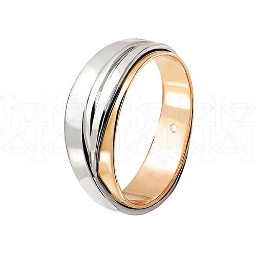 Фото - Кольцо обручальное из цветного золота с бриллиантом из коллекции "Парные обручальные кольца" R4148-4931 (210)