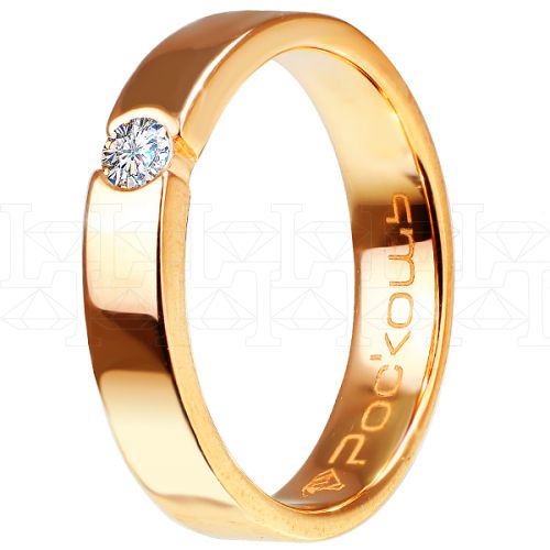 Фото - Кольцо обручальное из рыжего золота с бриллиантом из коллекции "Обручальные кольца с  одним бриллиантом" R4036-5938 (243)