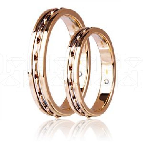 Фото - Кольцо обручальное из цветного золота с бриллиантом из коллекции "Парные обручальные кольца" VDR.A2616 (210)