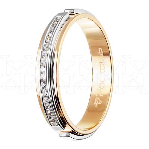Фото - Кольцо обручальное из бело-рыжего золота с бриллиантами из коллекции "Парные обручальные кольца" R4686-5655 (210)