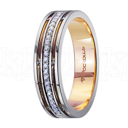 Фото - Кольцо из бело-рыжего золота с бриллиантами из коллекции "Парные обручальные кольца" R3987-5169 (210)