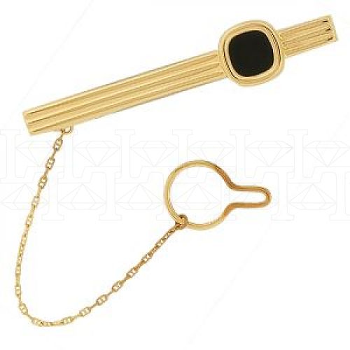 Фото - Зажим для галстука из рыжего золота с ониксом OT.1002 (370)