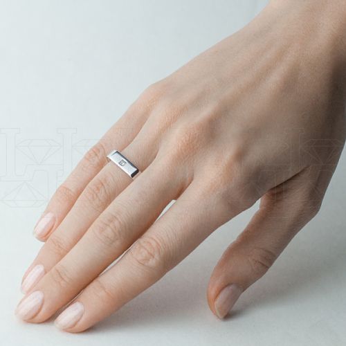 Кольцо квадратное из белого золота с бриллиантом R7393-10184 - "Роскошь"