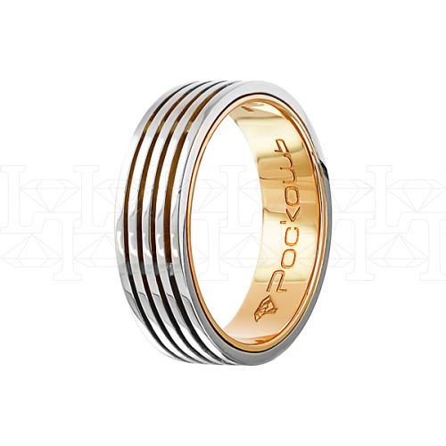 Фото - Кольцо обручальное из рыже-белого золота с бриллиантом из коллекции "Парные обручальные кольца" R3988-5187 (210)