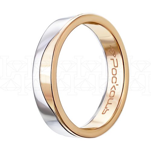 Фото - Кольцо обручальное из рыже-белого золота с бриллиантом из коллекции "Парные обручальные кольца" R3996-4799 (210)