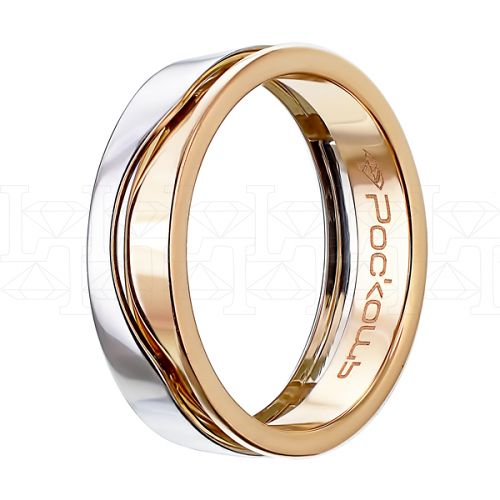 Фото - Кольцо обручальное из рыже-белого золота с бриллиантом из коллекции "Парные обручальные кольца" R3996-4799 (210)