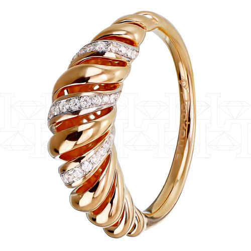 Фото - Кольцо из рыжего золота с бриллиантами из коллекции "Чистая линия" R4567-6158 (781)