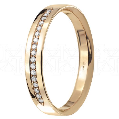 Фото - Кольцо обручальное из рыжего золота с бриллиантами из коллекции "Обручальные кольца с дорожкой" R100-H1T7W40-17 (241)