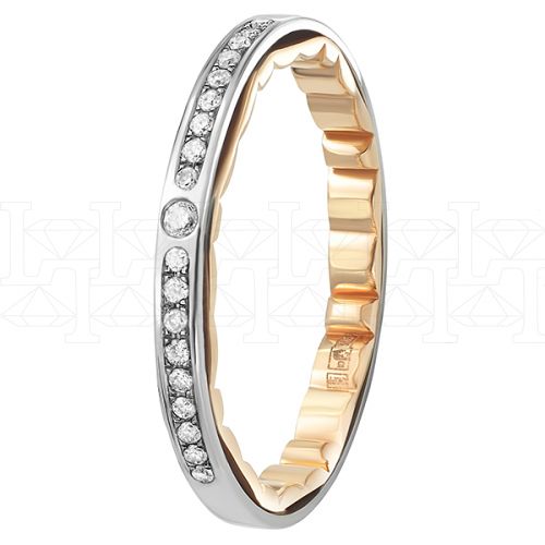 Фото - Кольцо двойное из цветного золота с бриллиантом из коллекции "Двойные обручальные кольца" R619-183-19 (242)