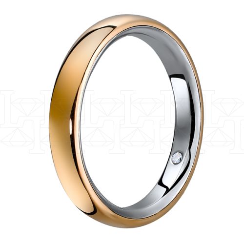Фото - Кольцо двойное из цветного золота с бриллиантом из коллекции "Двойные обручальные кольца" W5474000 (242)