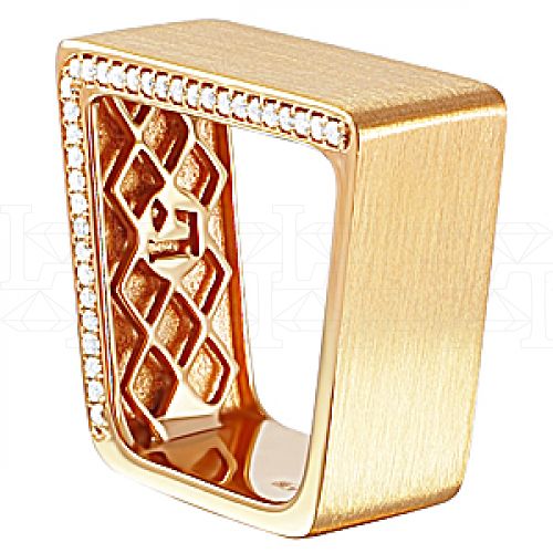 Фото - Кольцо квадратное из рыжего золота с бриллиантами из коллекции "Обручальные кольца с дорожкой" R4024-4884 (241)