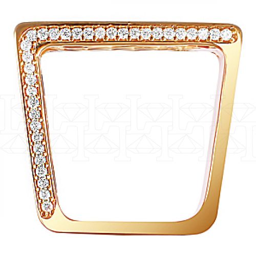 Фото - Кольцо квадратное из рыжего золота с бриллиантами из коллекции "Обручальные кольца с дорожкой" R4024-4884 (241)