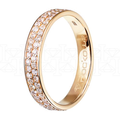 Фото - Кольцо обручальное из рыжего золота с бриллиантами из коллекции "Обручальные кольца с дорожкой" R4092-4714 (241)