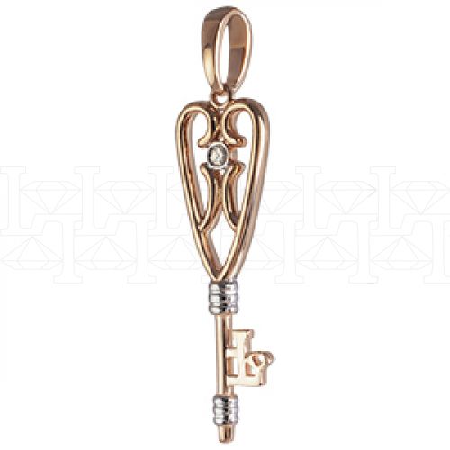 Фото - Подвеска ключик из белого золота с бриллиантом из коллекции "Золотой ключик" P424-1781 (714)