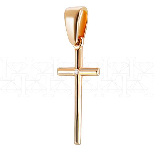 Фото - Подвеска крест из рыжего золота с бриллиантом X4046-4622 (181)