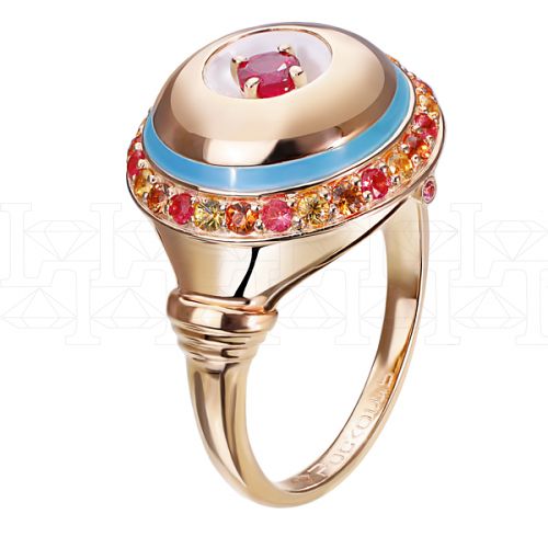 Фото - Кольцо из рыжего золота с рубином из коллекции "Ольга" R3793-5234 (772)