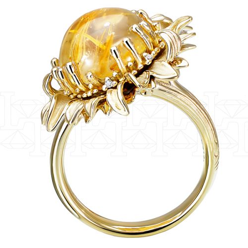 Фото - Кольцо из желтого золота с кварцем и бриллиантами из коллекции "Забава" R5875-7418 (716)